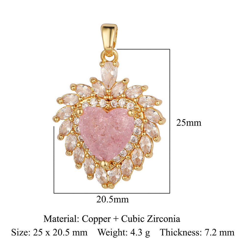Copper zircon pendant water drop oval square
