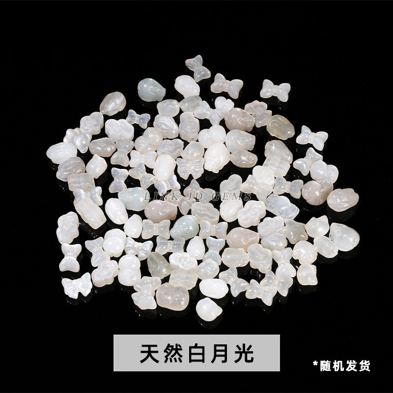 Crystal silver obsidian Hetian jade carving loose beads
