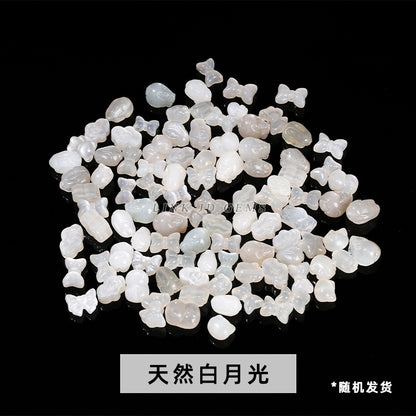 Crystal silver obsidian Hetian jade carving loose beads