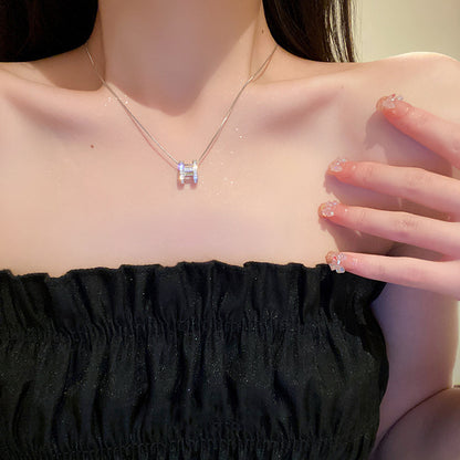 Full diamond zircon letter H necklace