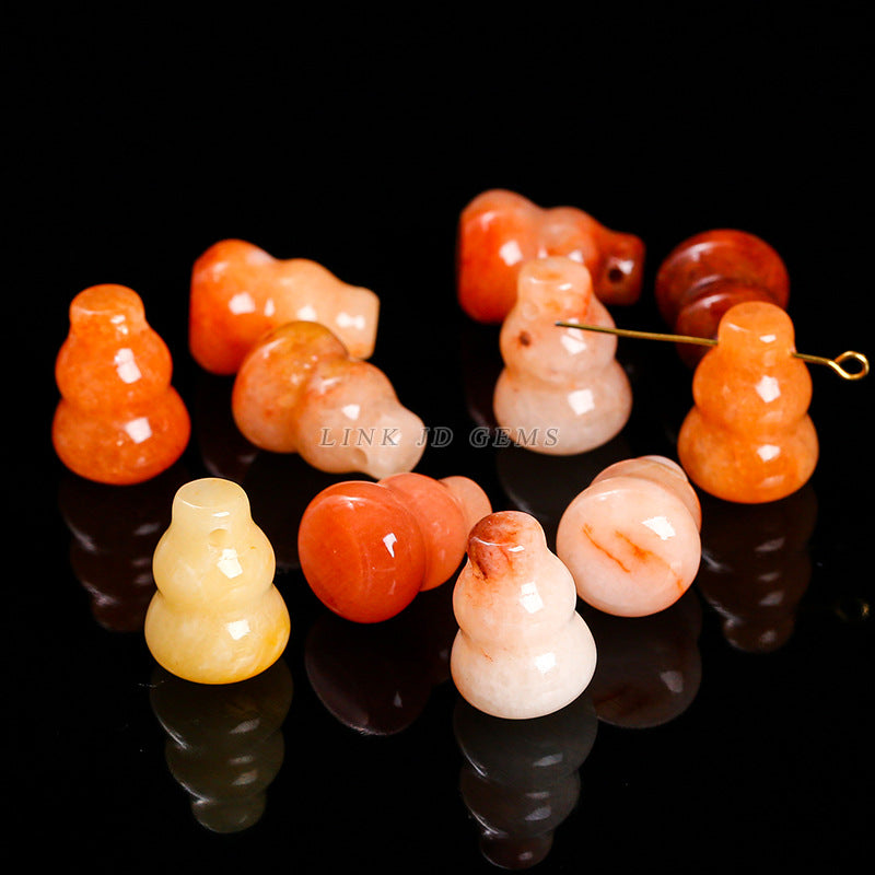 Golden silk jade carving jade gourd wind Linghua loose beads