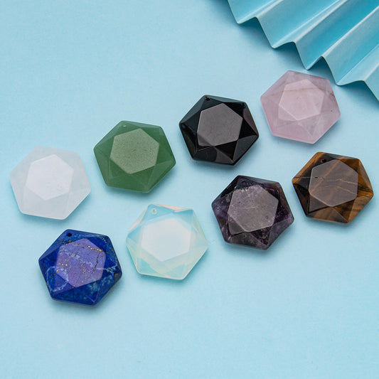 Pingente hexagonal de estrela de David com diamante de seis pontas 