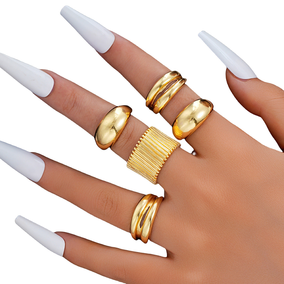 Irregular Geometric Ring Set (5-Piece)