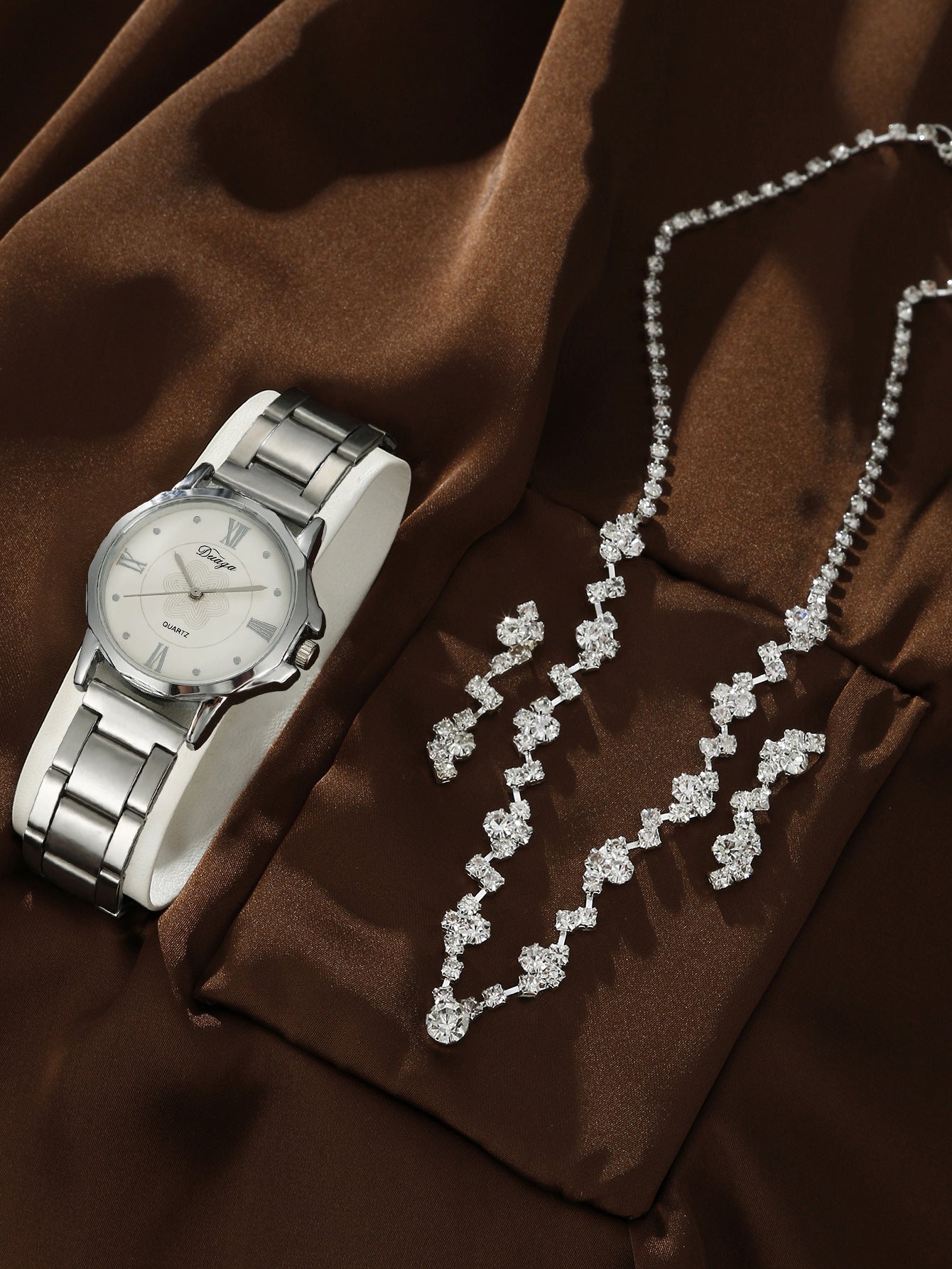 Steel belt quartz watch jewelry set