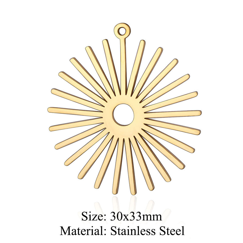 5 pcs/bag sun round face titanium steel pendant