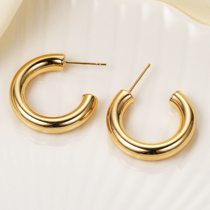 18K Plated Hollow Tube Ear Clip