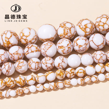 Gold thread turquoise loose bead synthetic gold wire white pine bracelet