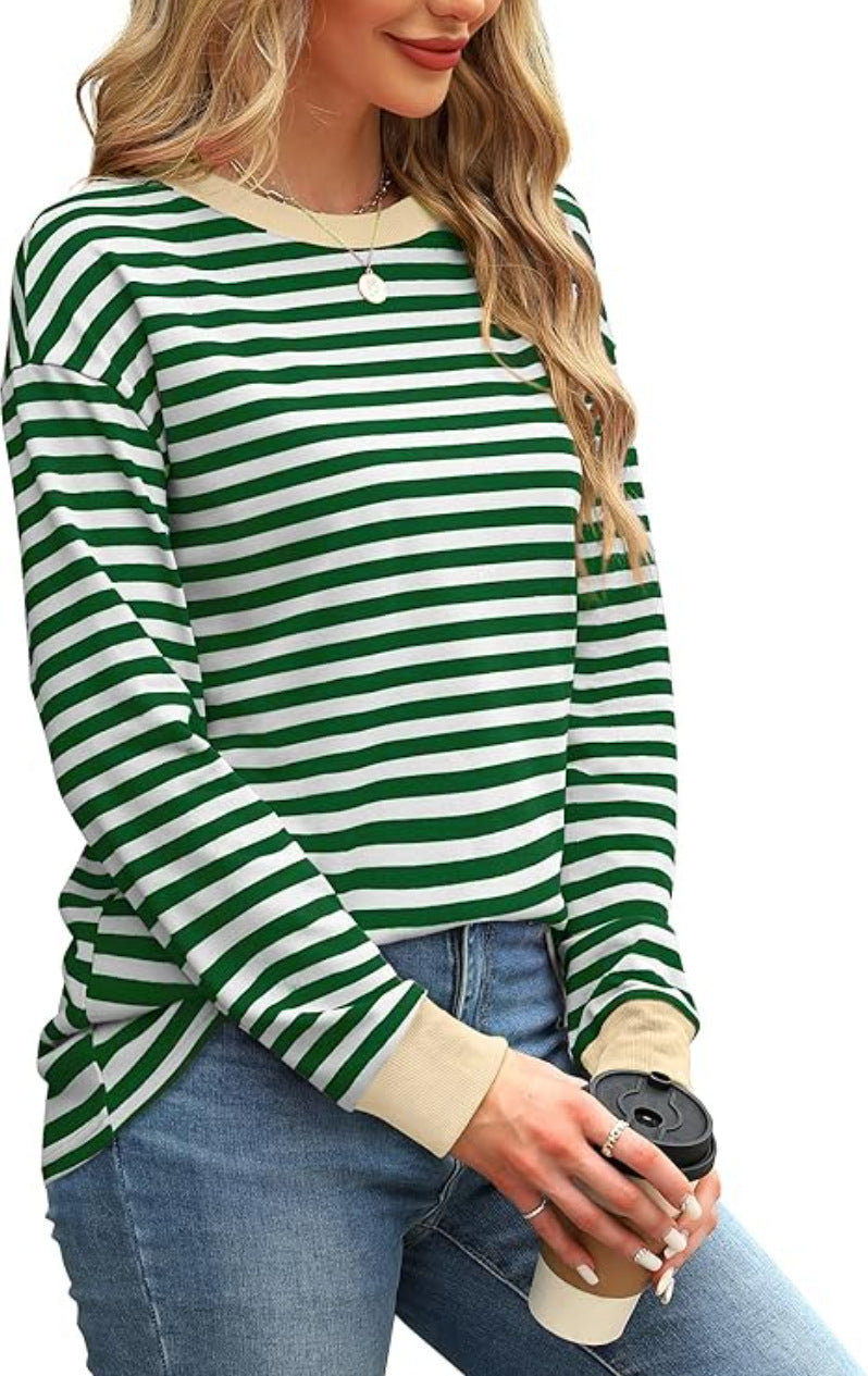 Striped long-sleeved top
