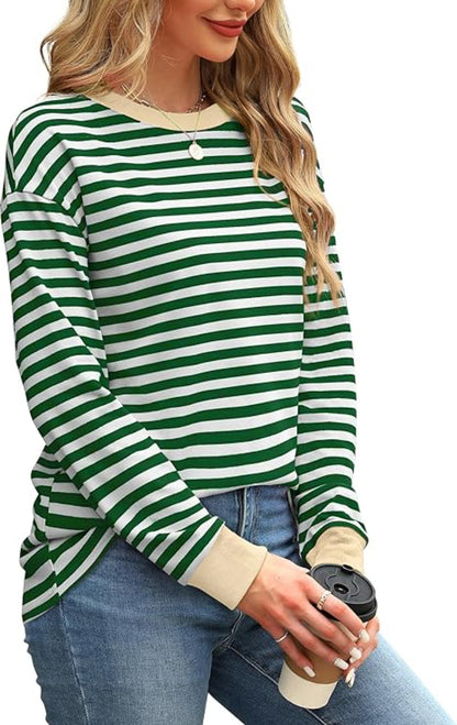 Striped long-sleeved top