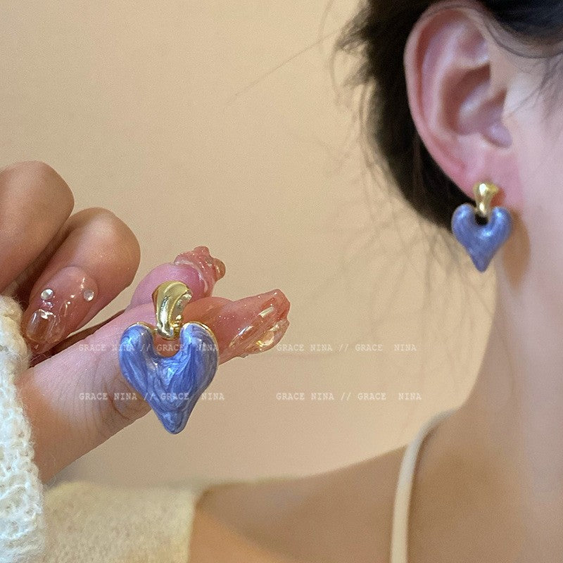 Drop glaze love earrings women