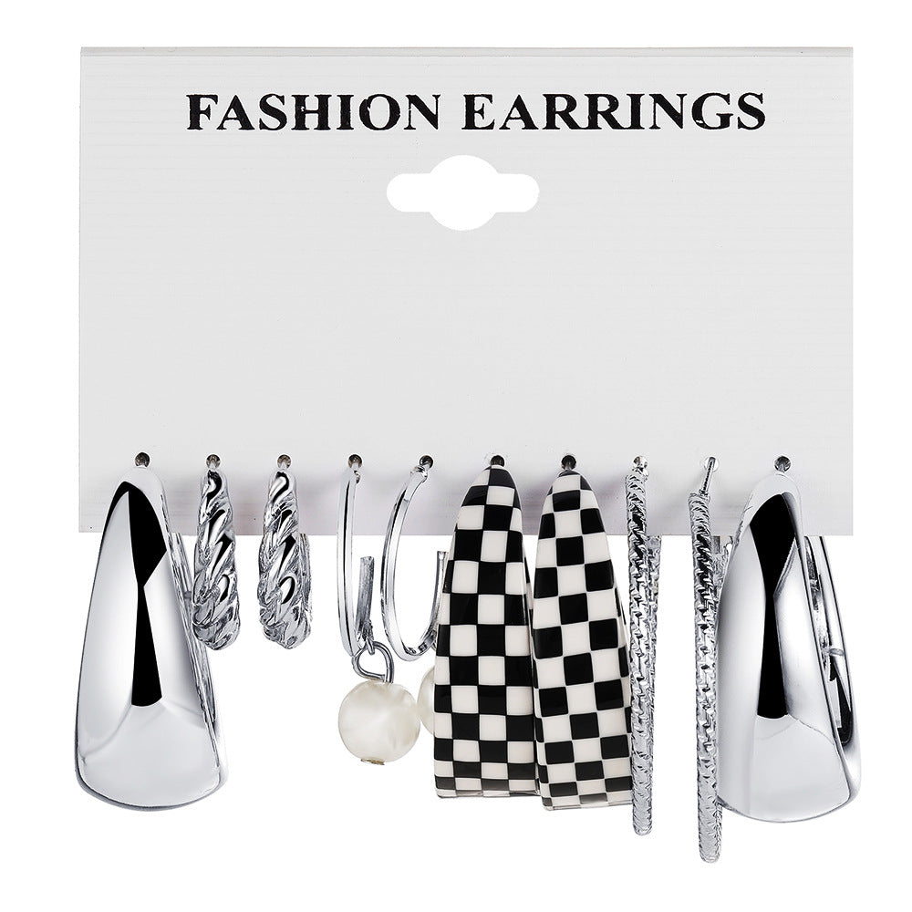 5-Piece Silver & Pearl Earring Set