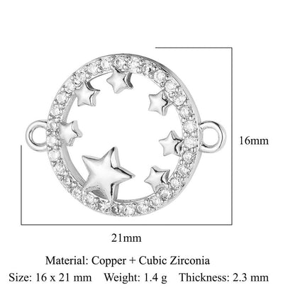 Angel Star Moon Copper Zircon Connection Accessories