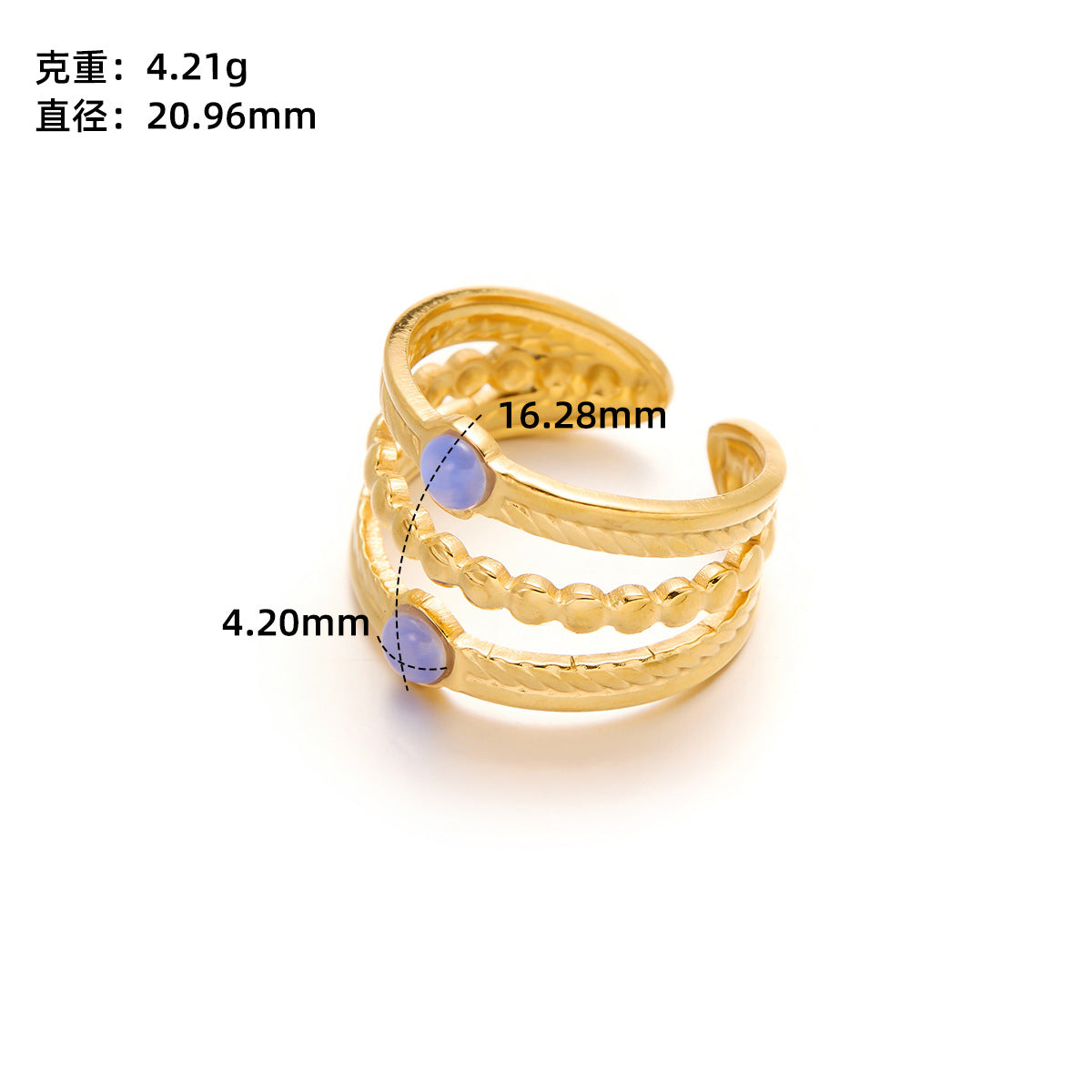 Gold Titanium Steel Flower Ring