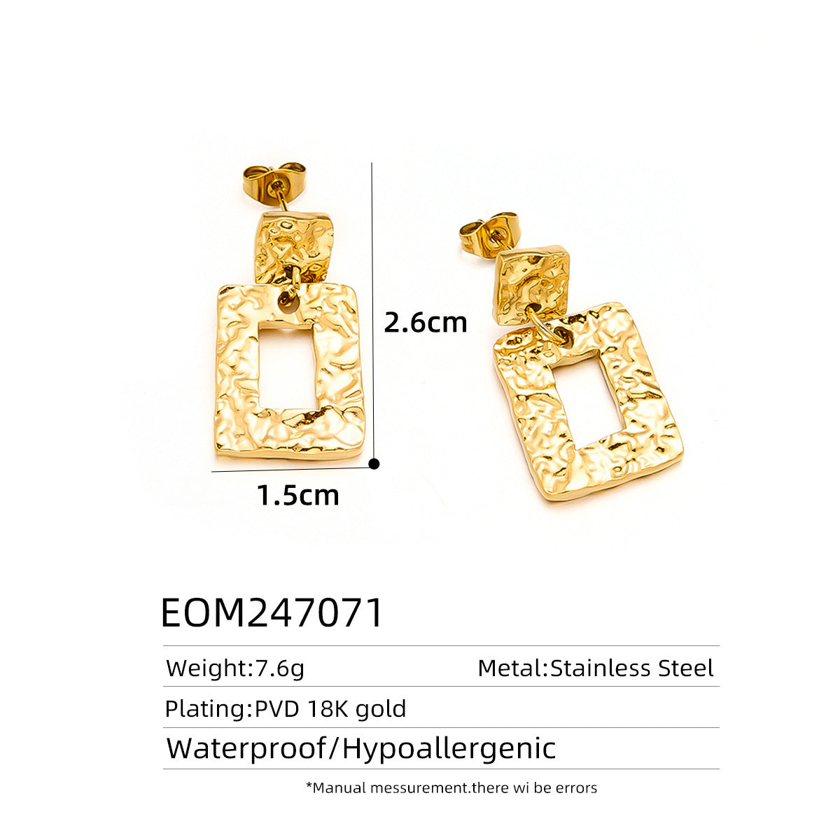 18K Gold Titanium Steel Stud Earrings