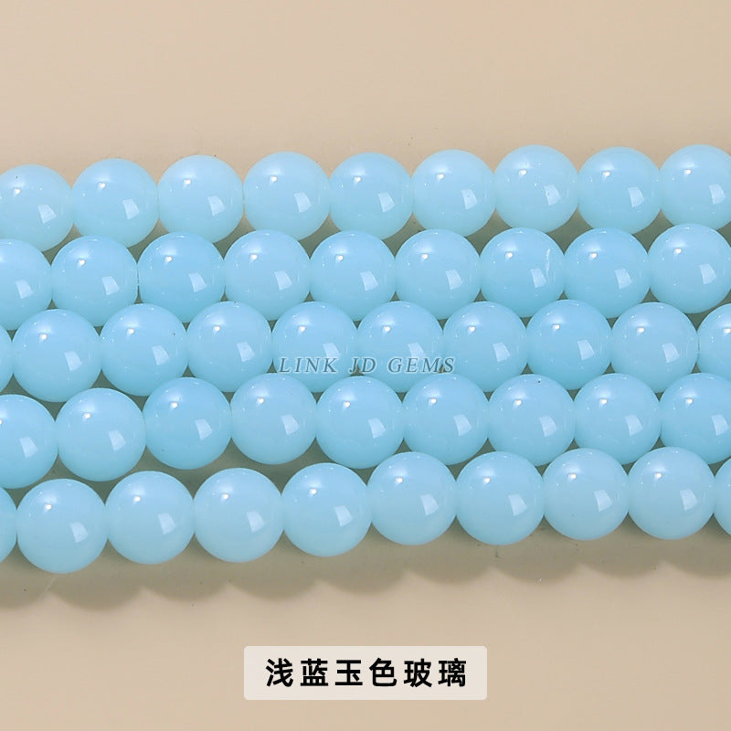 Color porcelain glass beads imitation jade round beads loose beads