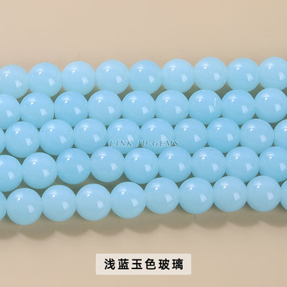 Color porcelain glass beads imitation jade round beads loose beads
