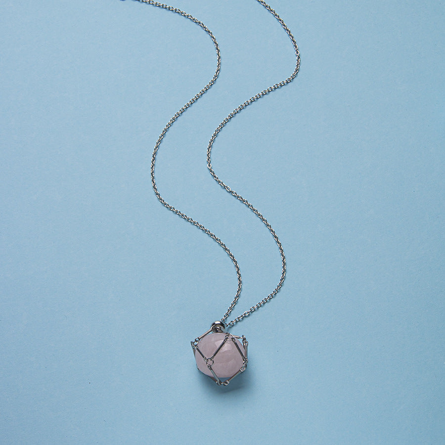 Conjunto de pingente trançado de pedra crua de cristal de pedra caída de 7 cores 