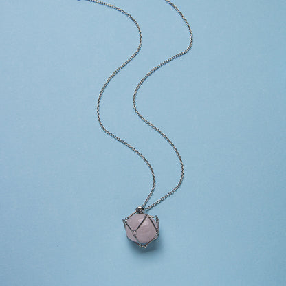 Conjunto de pingente trançado de pedra crua de cristal de pedra caída de 7 cores 