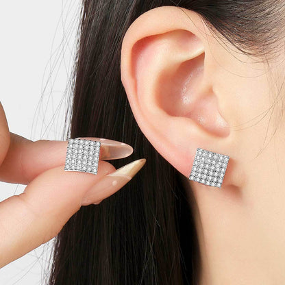 Copper inlaid 5A zircon light luxury full diamond diamond stud earrings