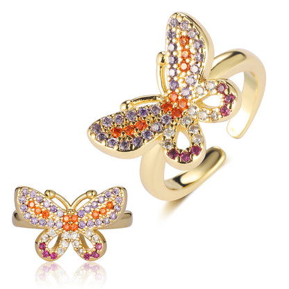 Butterfly Mermaid Tail Snake Copper Zircon Ring