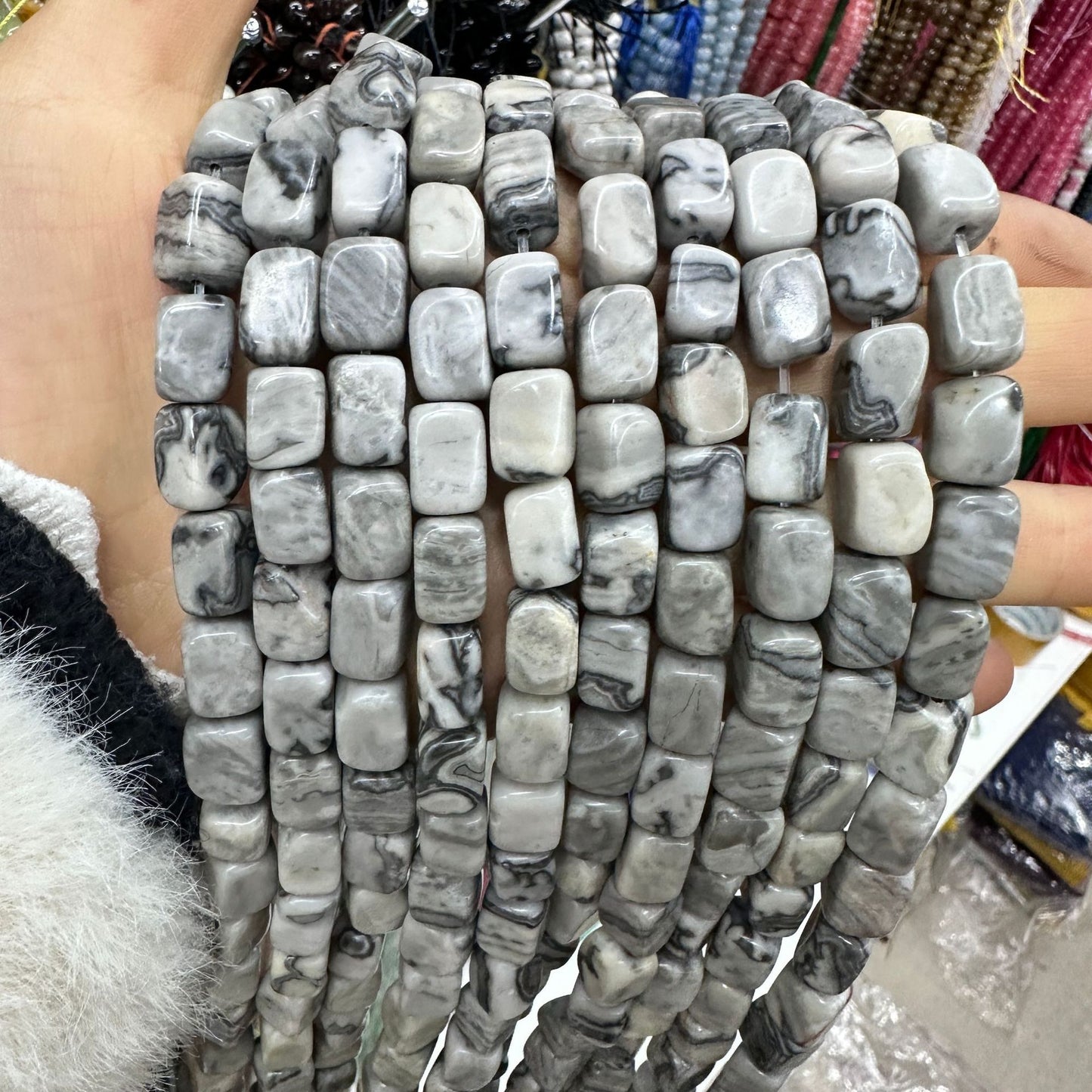 8*12mm natural stone lapis lazuli agate rounded square beads