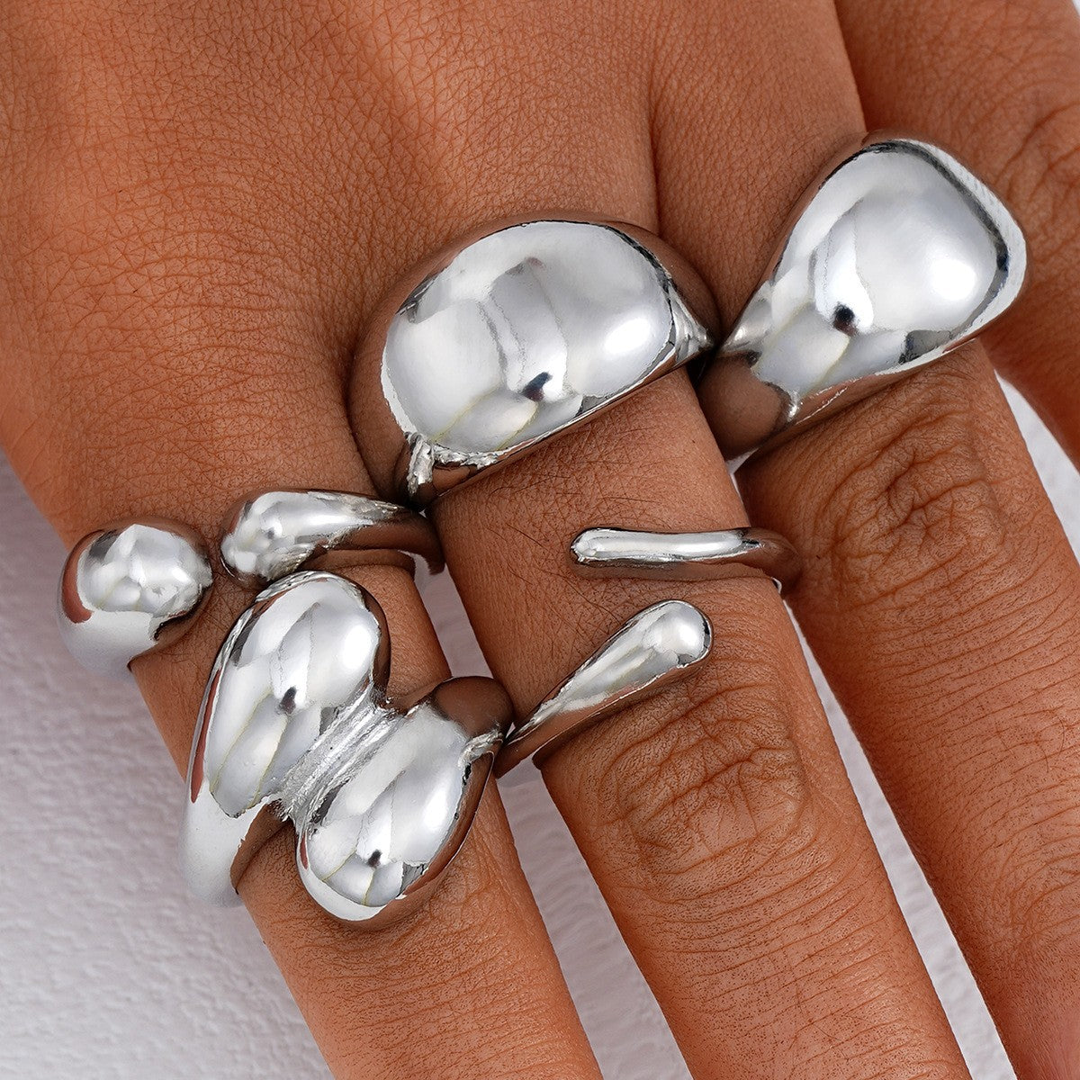 Irregular Pearl Gold-Plated 12-Piece Ring Set