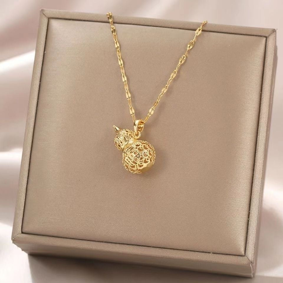 Hollow gourd titanium steel necklace