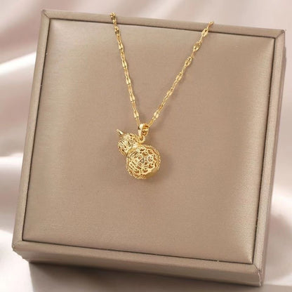 Hollow gourd titanium steel necklace