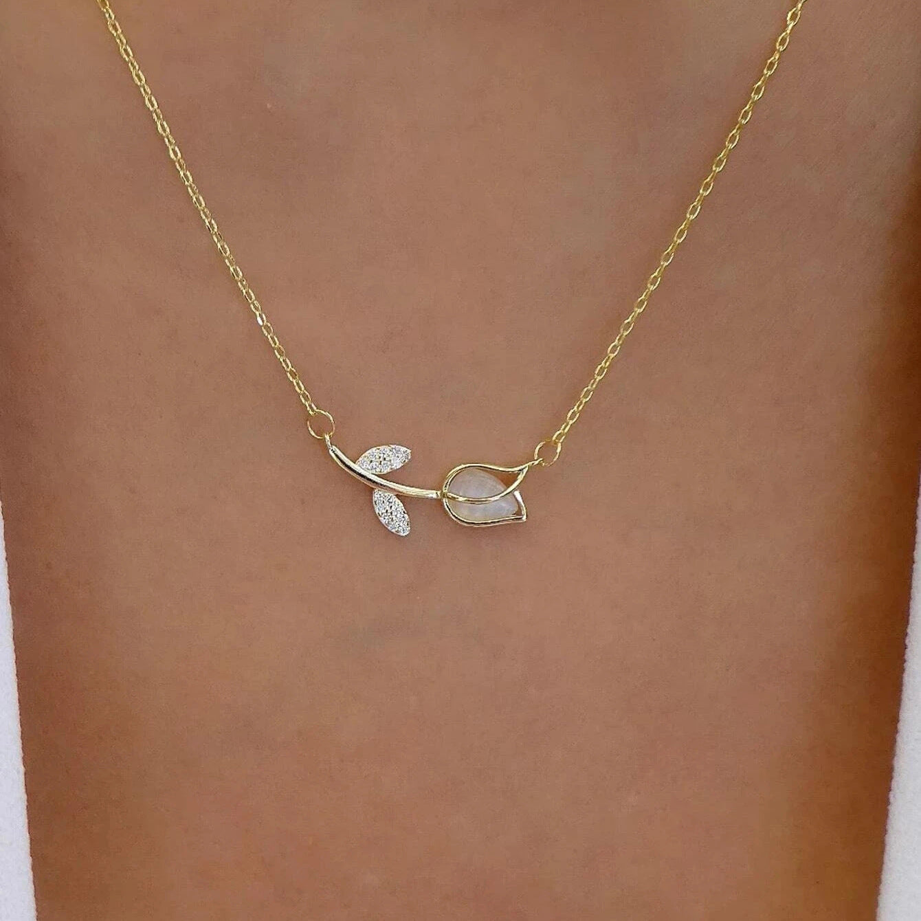 Diamond Tulip Necklace
