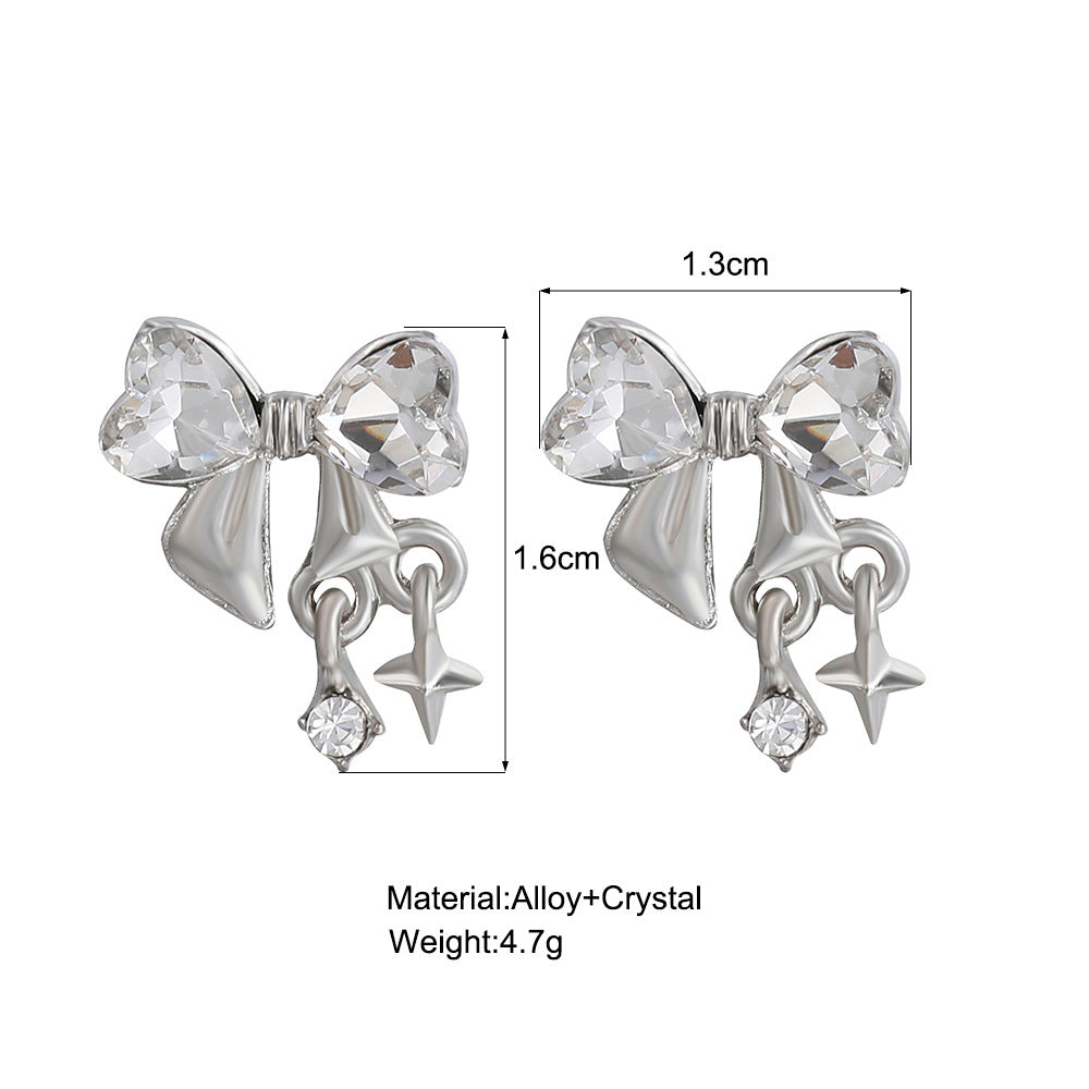 Zircon Bow Stud Earrings