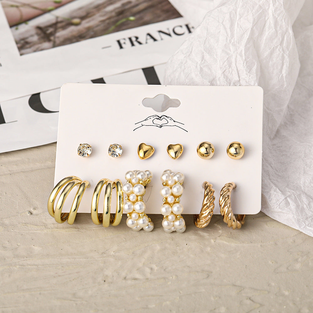5-Pair Acrylic & Pearl Earring Set