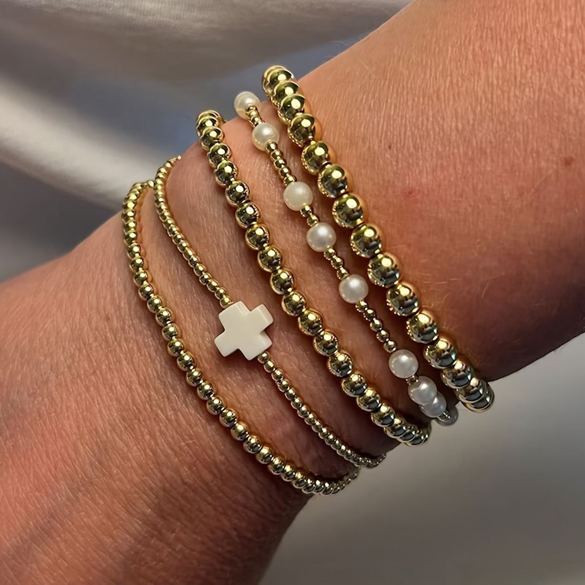 CCB Beaded Stackable Bracelet Set (5-Piece)