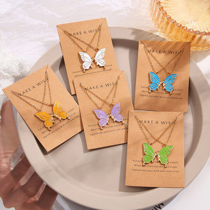 Colorful butterfly necklace clavicle chain