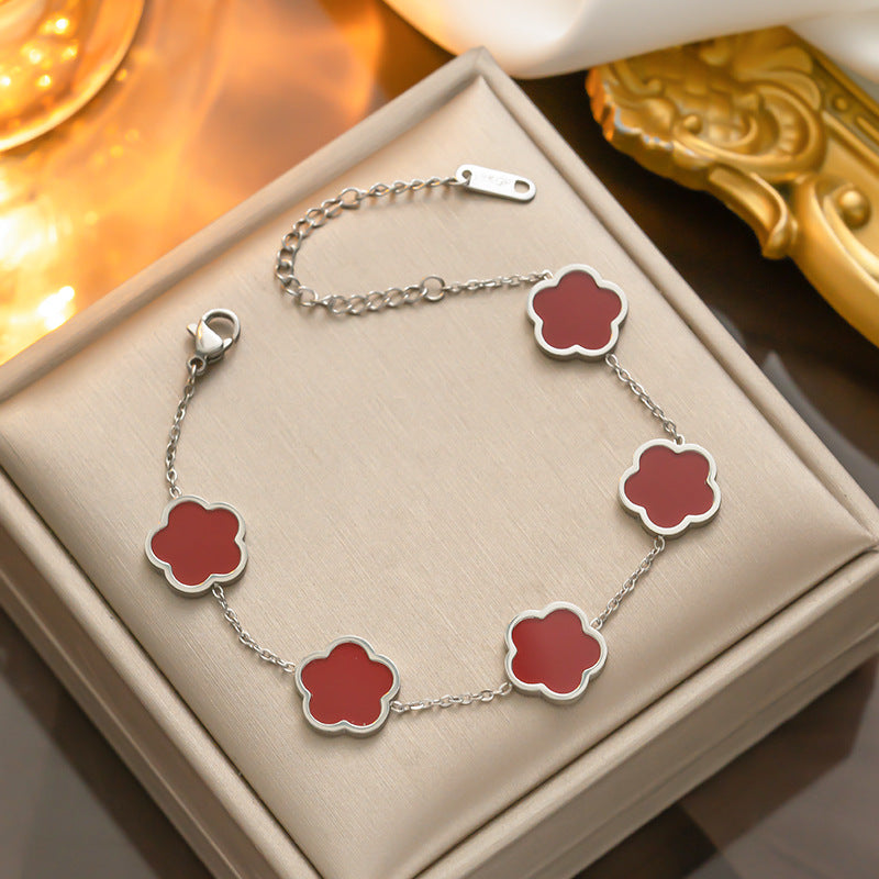 Pulsera de nácar de oro y acero titanio - De moda