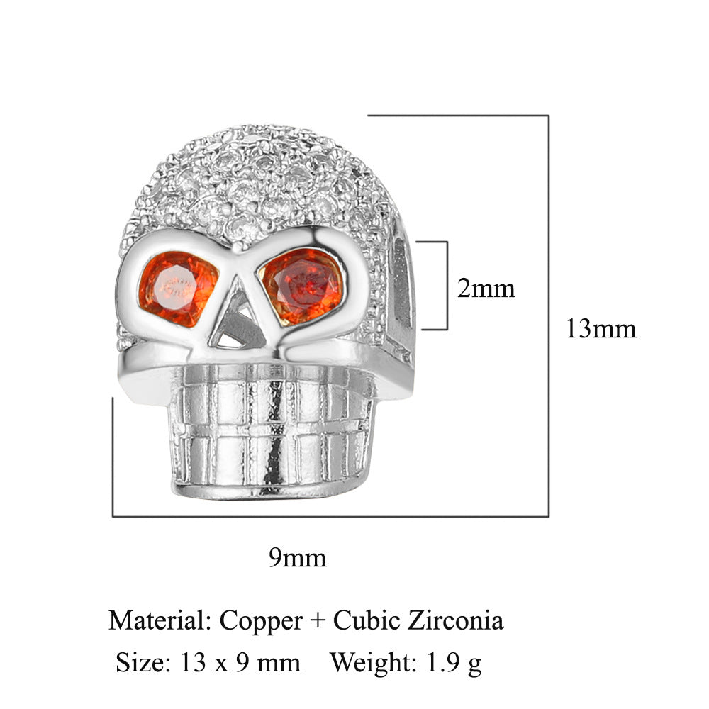 Buddha head skull copper zircon spacer beads