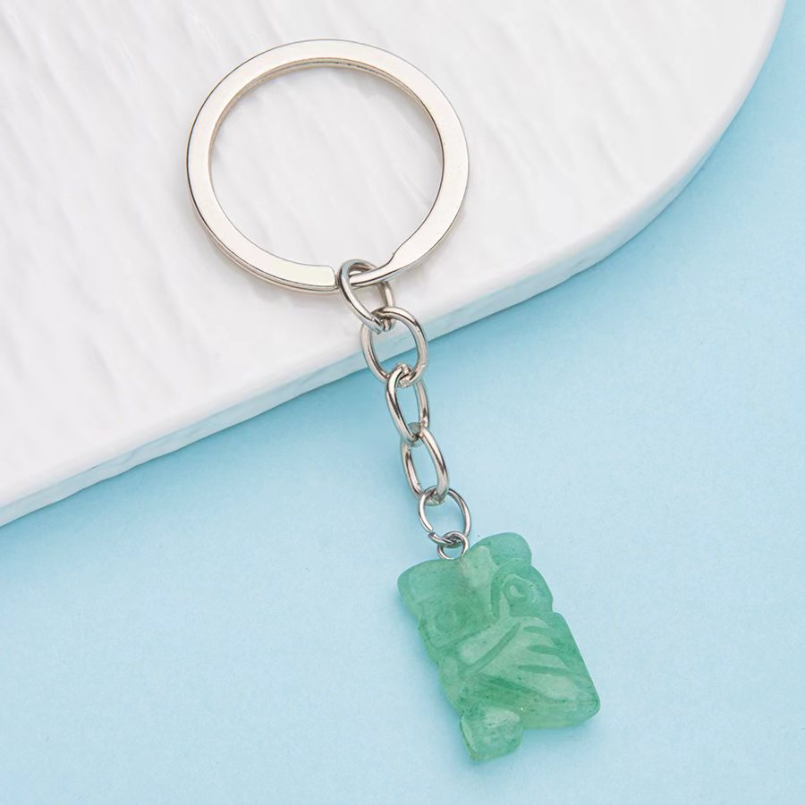 Crystal Engraved Owl Stainless Steel Keychain