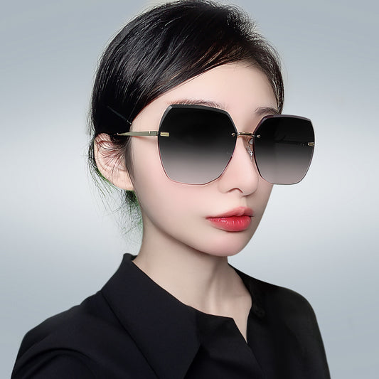 Retro Rimless Gradient Metal Sunglasses for Women Wholesale