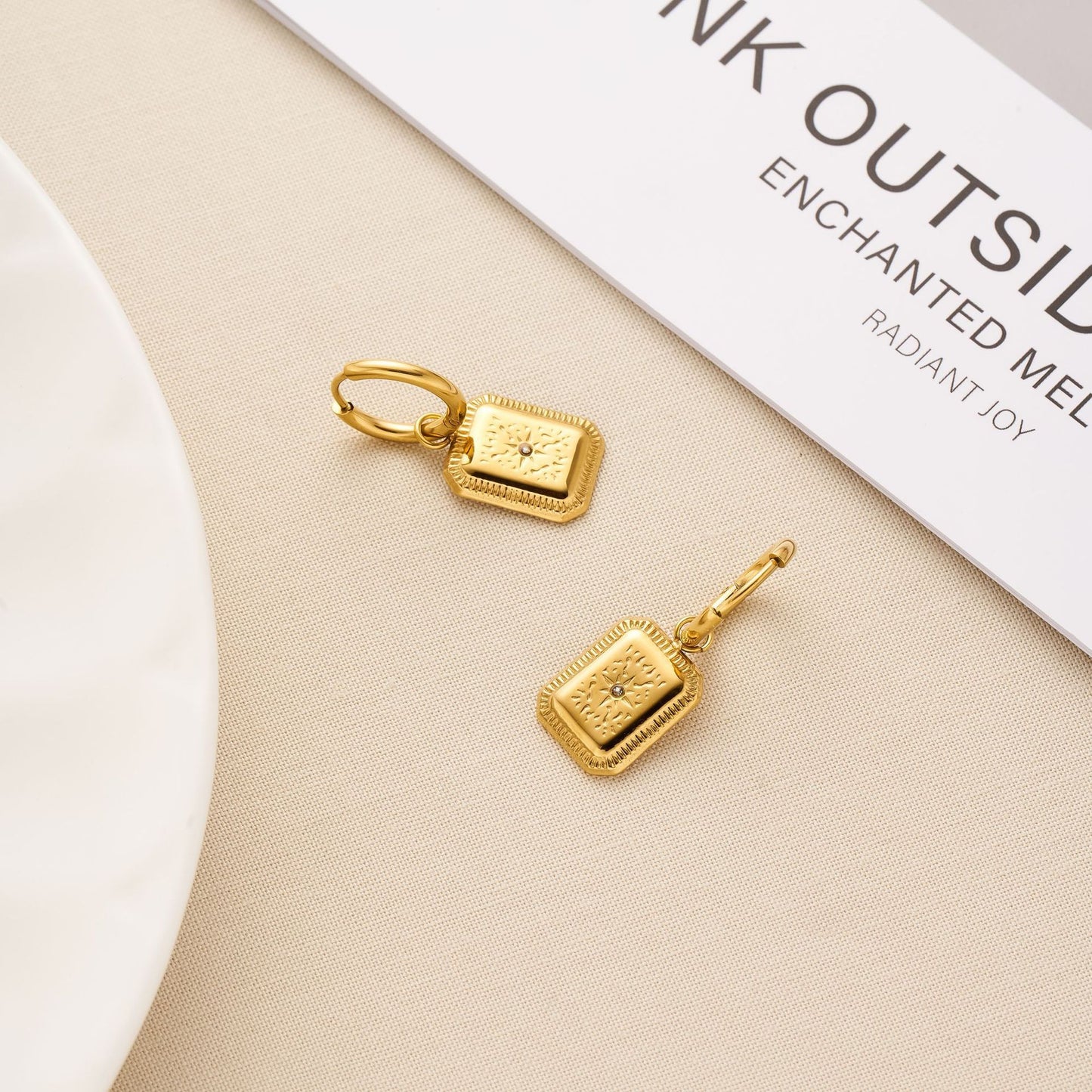 Octagram Diamond Square Earrings