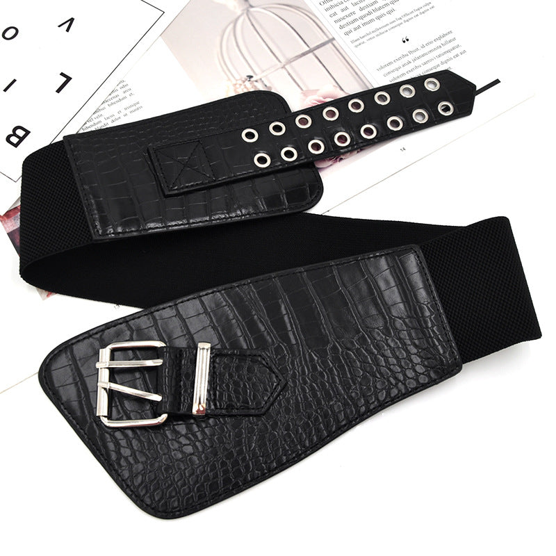 Elastic decorative pin buckle belt
