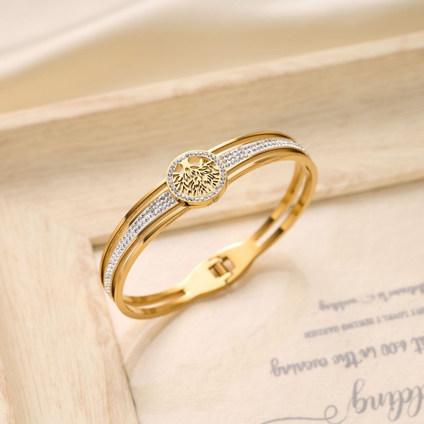 Stainless steel Tree of Life bracelet for women