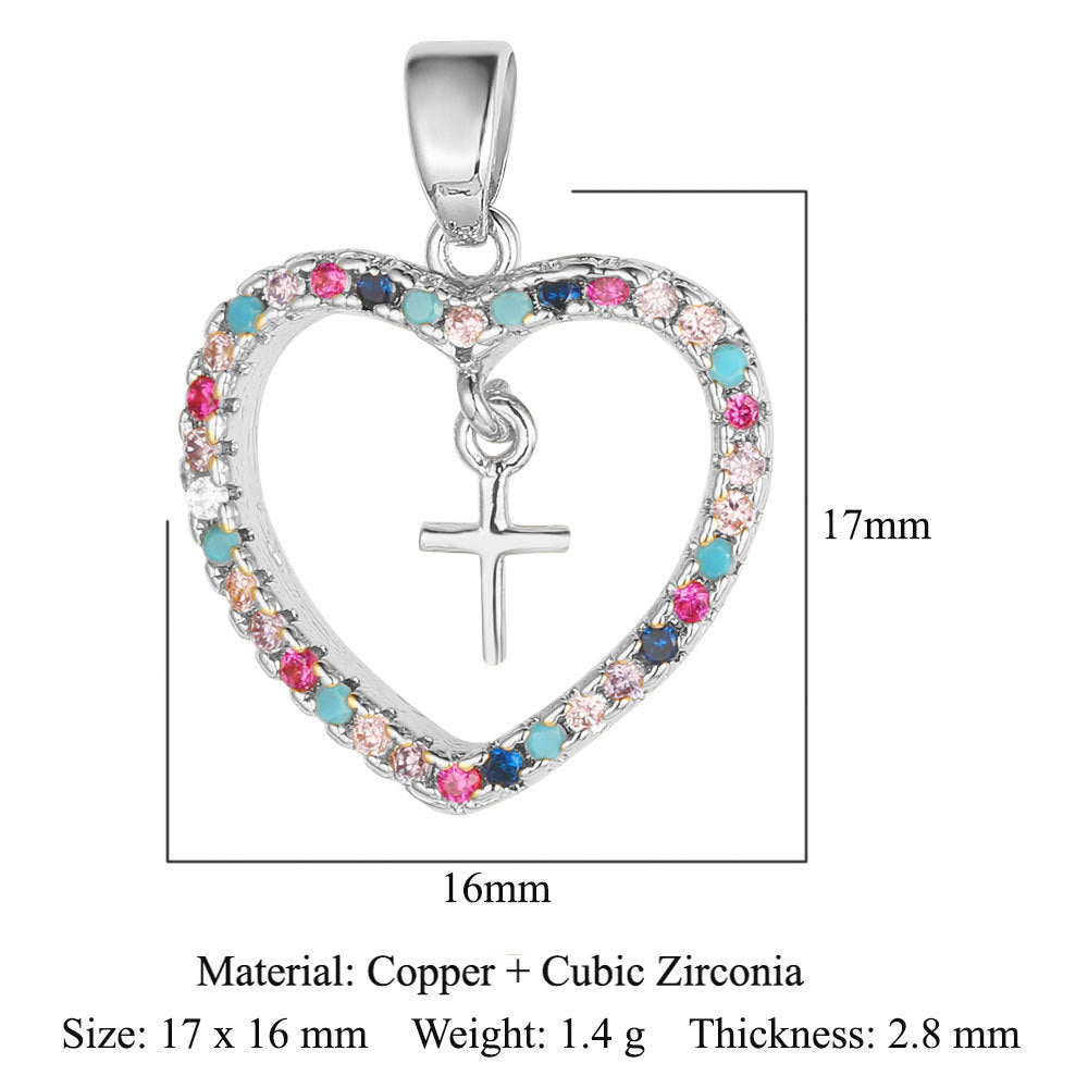 Color zirconium copper micro-inlaid zircon necklace pendant