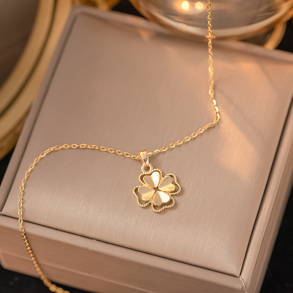 Four-leaf clover pendant titanium steel necklace