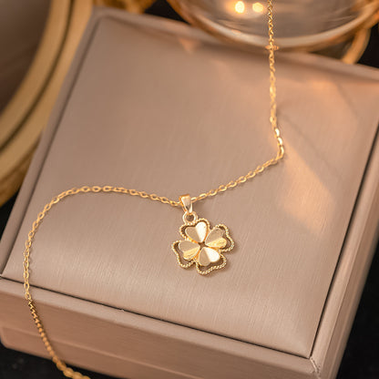 Four-leaf clover pendant titanium steel necklace