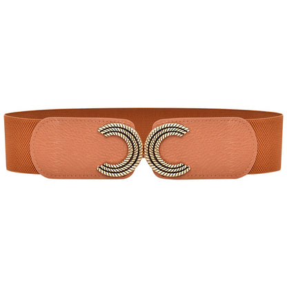 Elasticated toggle letter belt with elasticated waistband