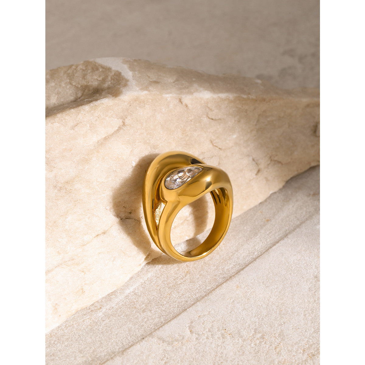Teardrop Shaped Zirconia Ring