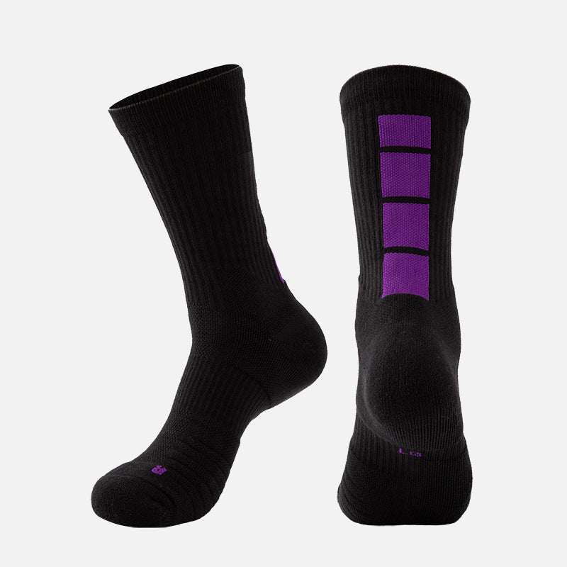Adult Mid-Calf Gradient Basketball Socks Thick Sports Socks
