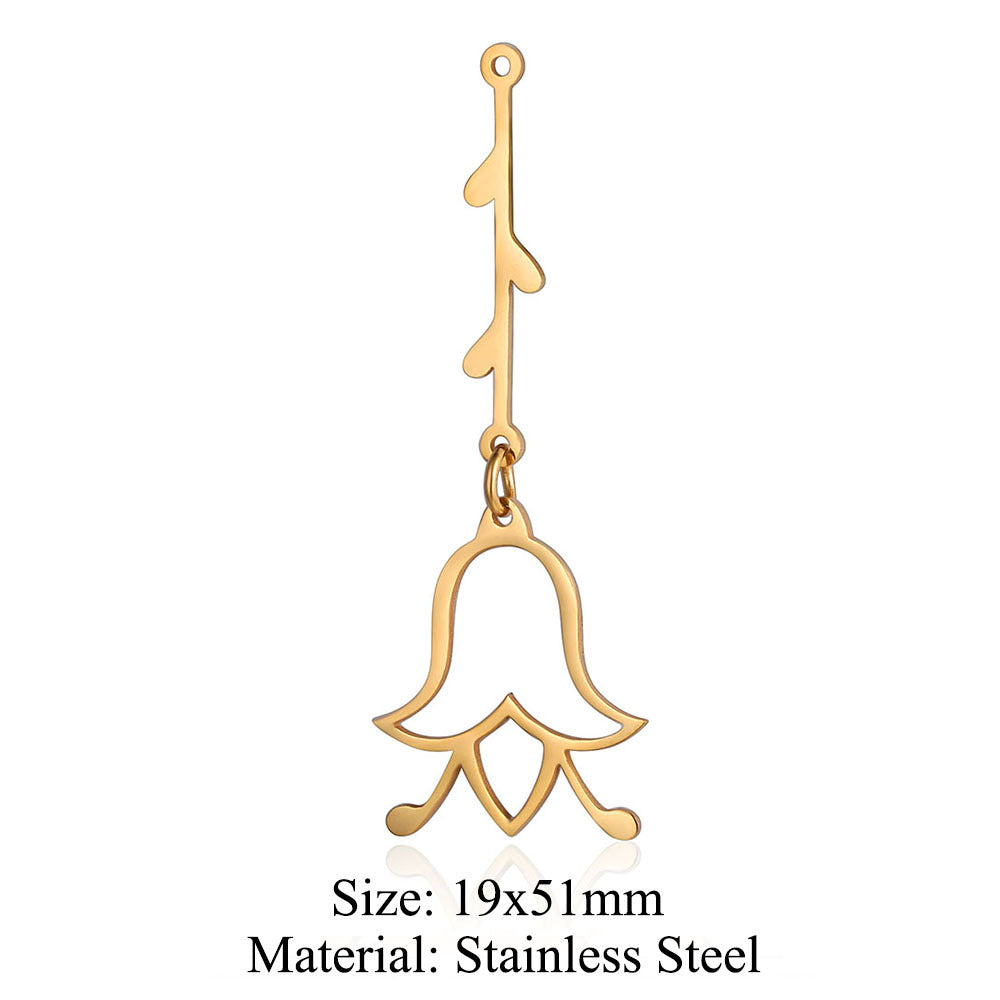 5 pcs/pack flower fringed titanium steel pendant