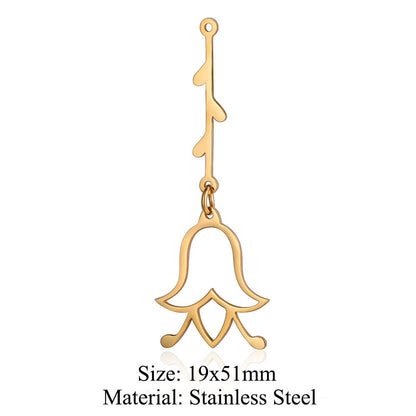 5 pcs/pack flower fringed titanium steel pendant