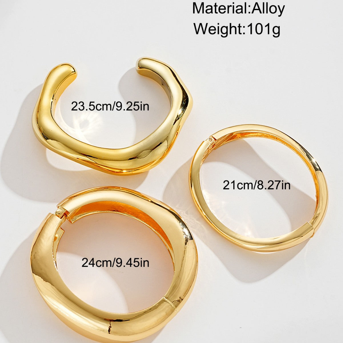 Gold Irregular Twist Bracelet Set (3pc)