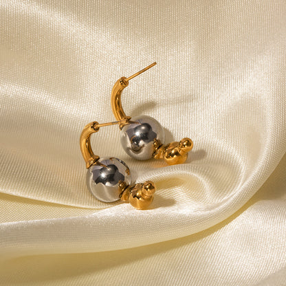 Gold and silver color matching simple earrings